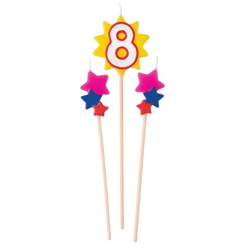 Birthday Cake Pick Candles #8 | 3pcs