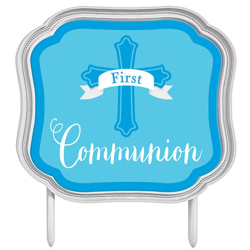 Blue First Communion Cake Topper