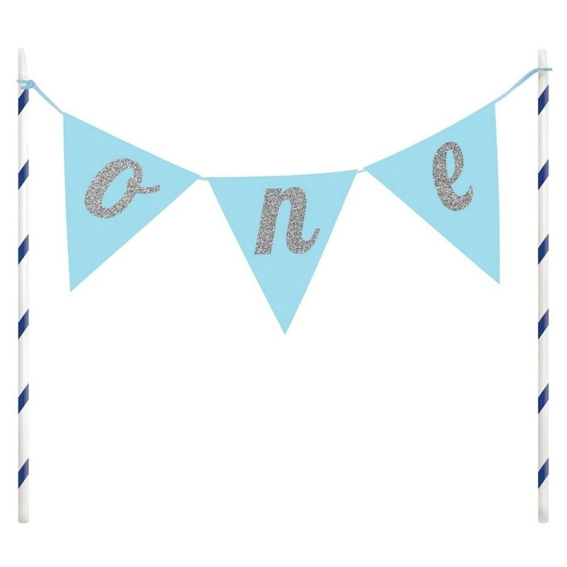 Blue One Pennant Cake Topper