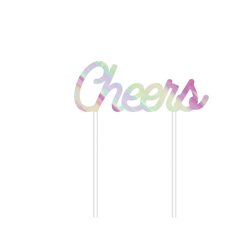 Cheers Iridescent Party Cake Topper