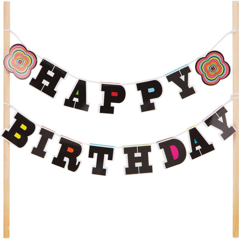 French Bull Mod Birthday Cake Banner Topper