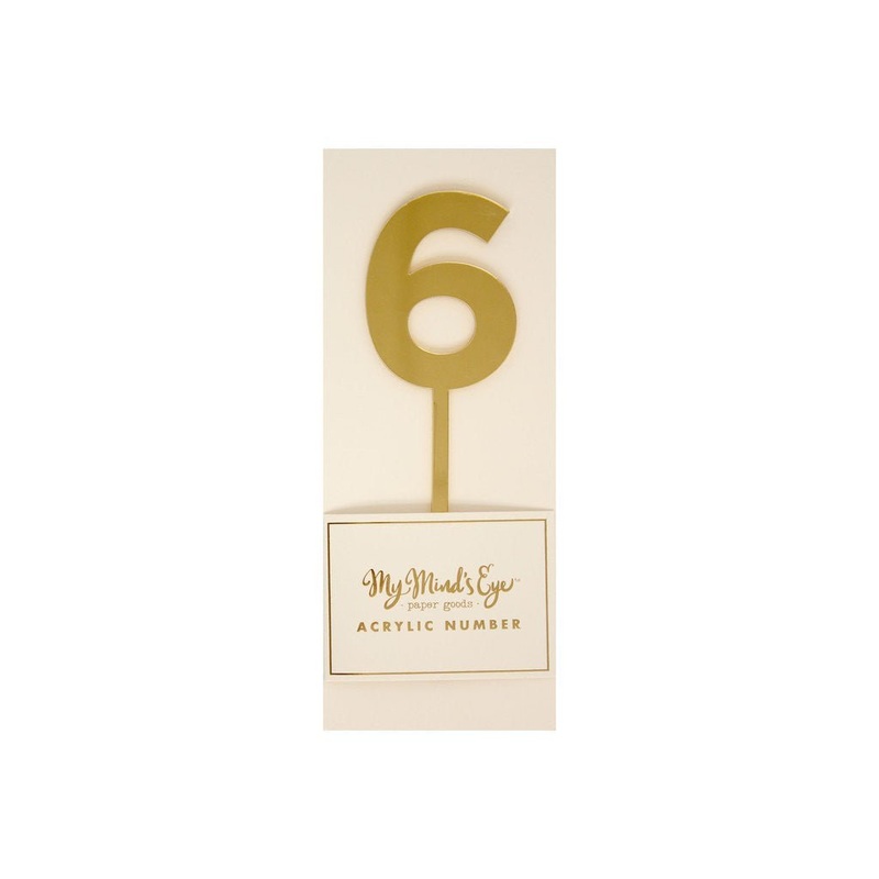 Gold Acrylic Number Cake Topper Party Pick No. 6