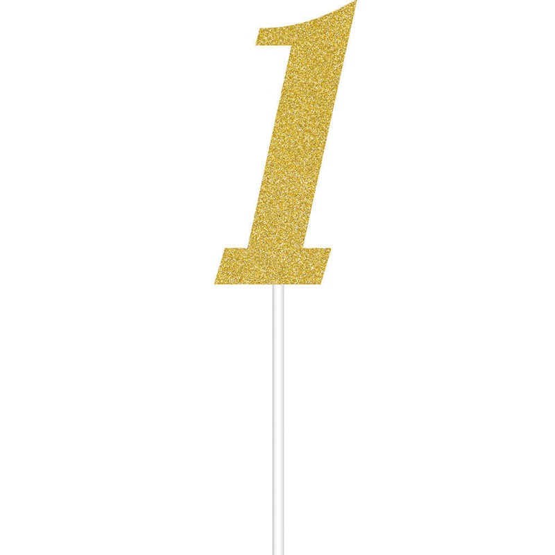Gold Glitter 1 Cake Topper