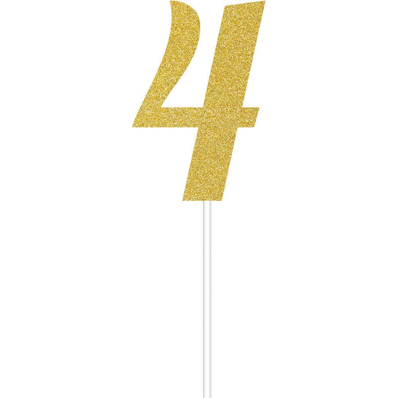 Gold Glitter 4 Cake Topper