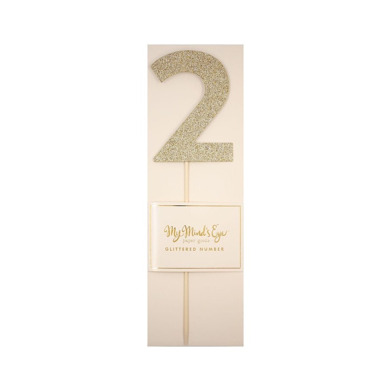 Gold Glitter Number Cake Topper Party Pick No. 2