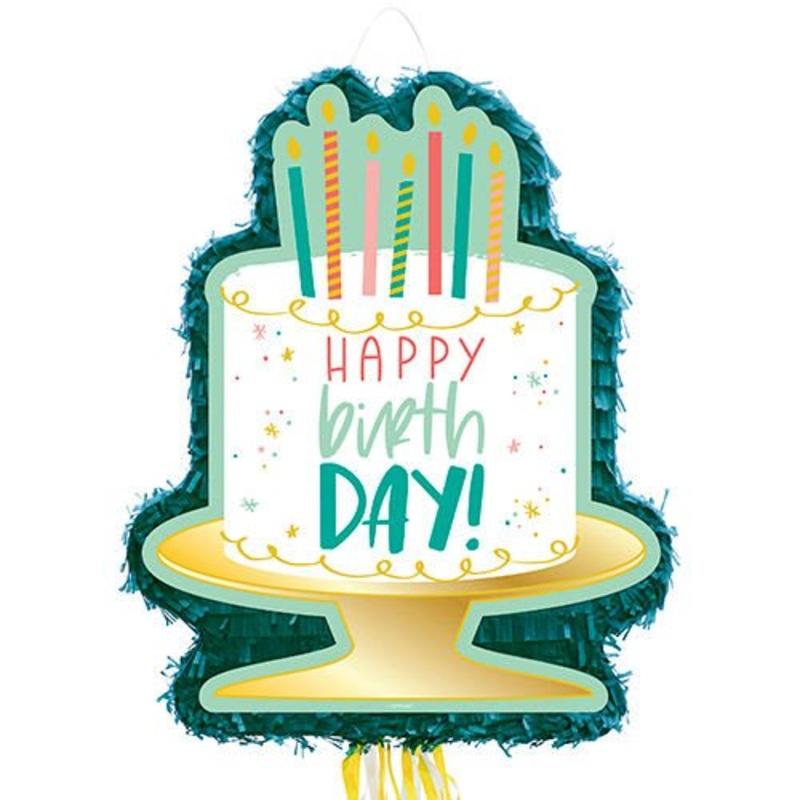 Happy Cake Day Deluxe Pull String Piata 21.5" | 1 ct