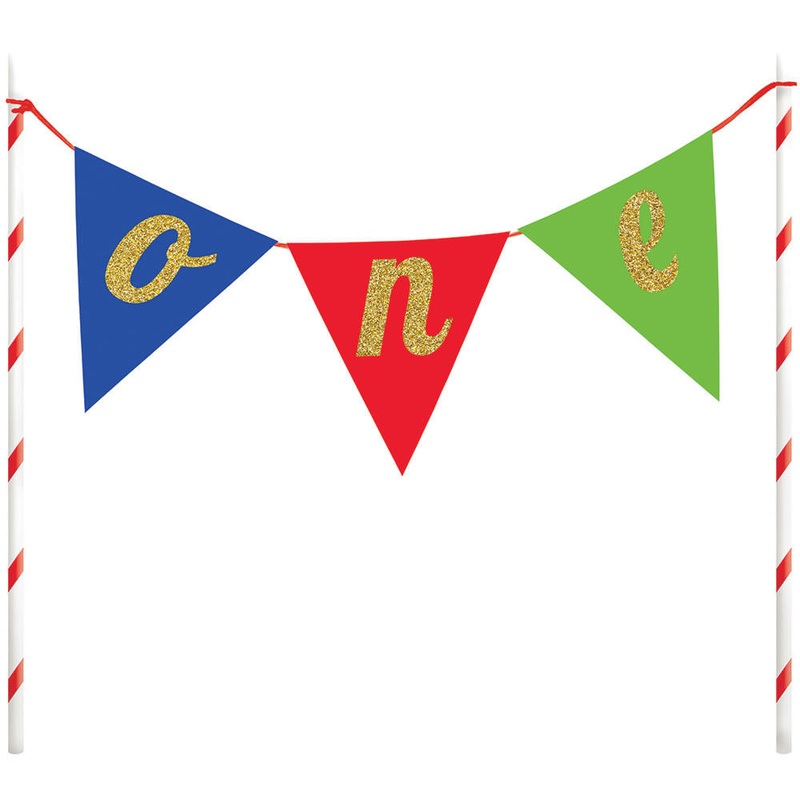 Multicolor Banner One Cake Topper