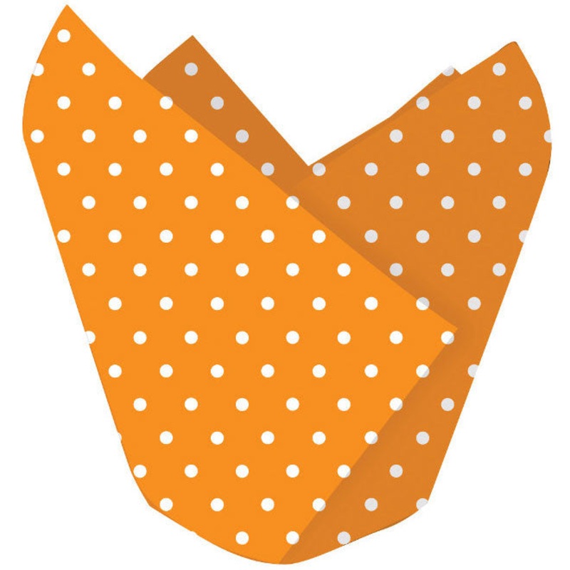 Orange and White Polka Dot Cupcake Wraps (12ct)