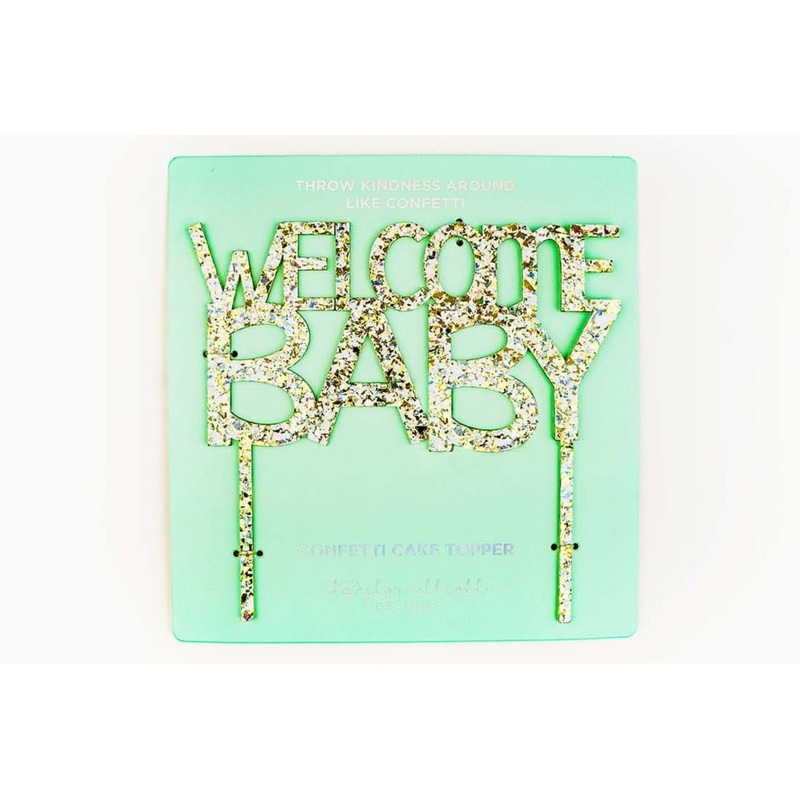 Pearl Confetti Cake Topper Welcome Baby | 1ct