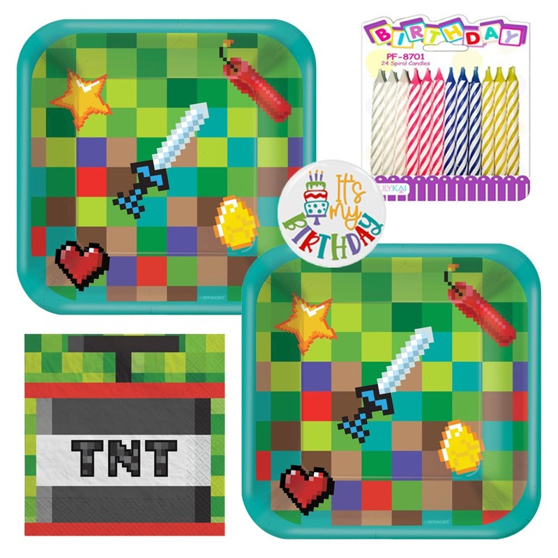Pixel Party Tableware Party Kit for Cake (16 Guests)