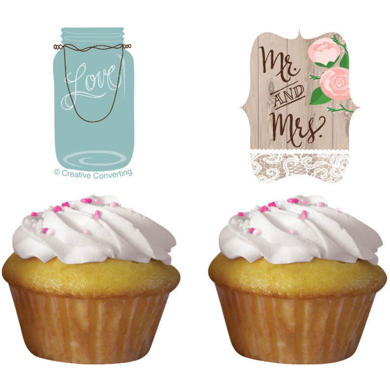 Rustic Wedding Cupcake Topper