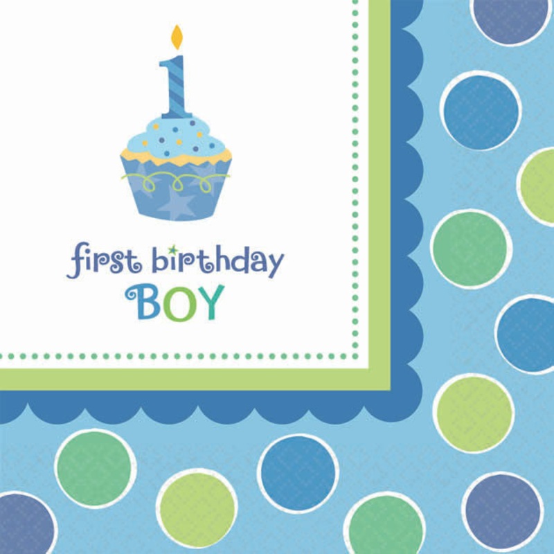 Sweet Little Cupcake Boy Beverage Napkins (36ct)