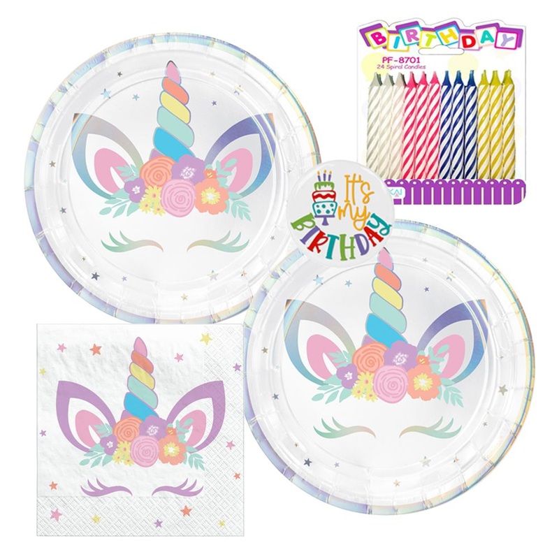 Unicorn Party Tableware Party Kit for Cake (16 Guests)
