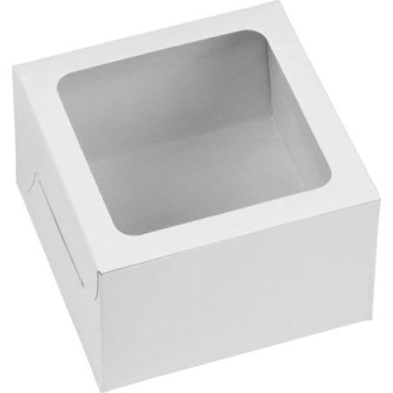 White 1-Cupcake Treat Boxes with Viewing Window | 3ct