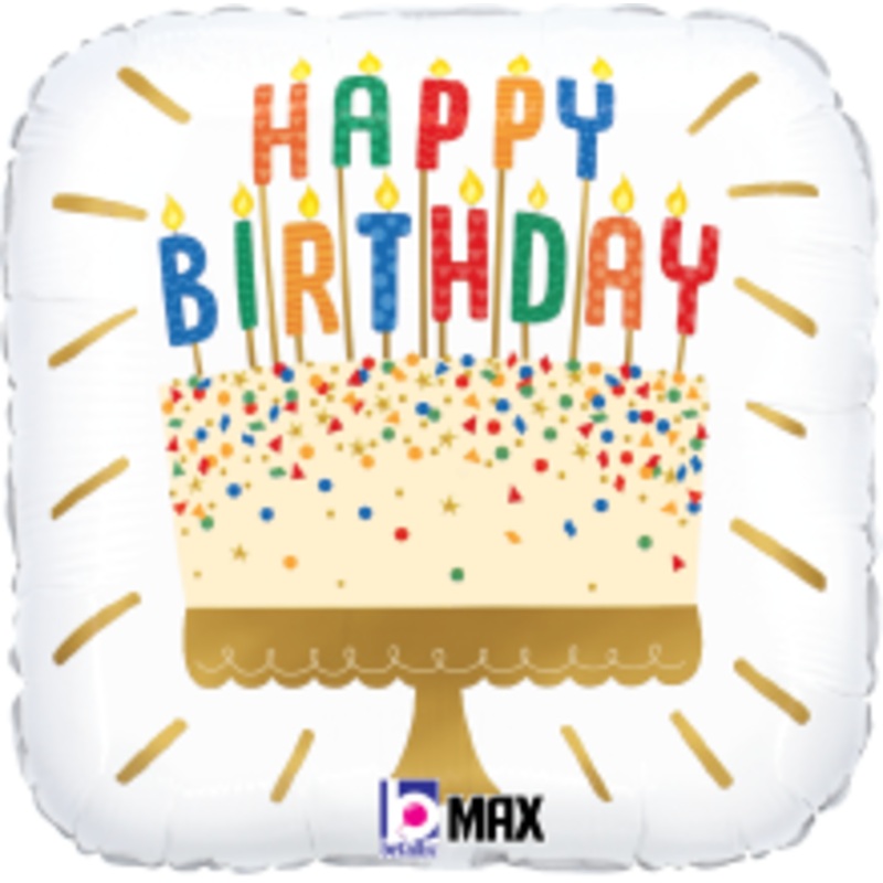 Betallic Birthday Cake Candles 18 inch MAX Float Rounded Square Packaged 1ct
