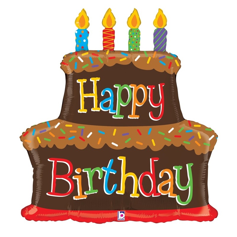 Betallic Birthday Chocolate Cake 31 inch Shaped Foil Balloon 1ct