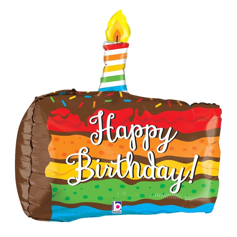 Betallic Dimensionals Rainbow Birthday Cake 20 inch Multi-Sided Shaped Foil Balloon (D3) 1ct