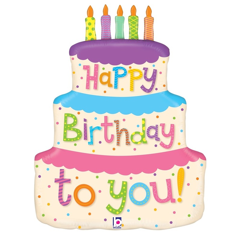 Betallic Girly Birthday Cake 23 inch Shaped Foil Balloon 1ct