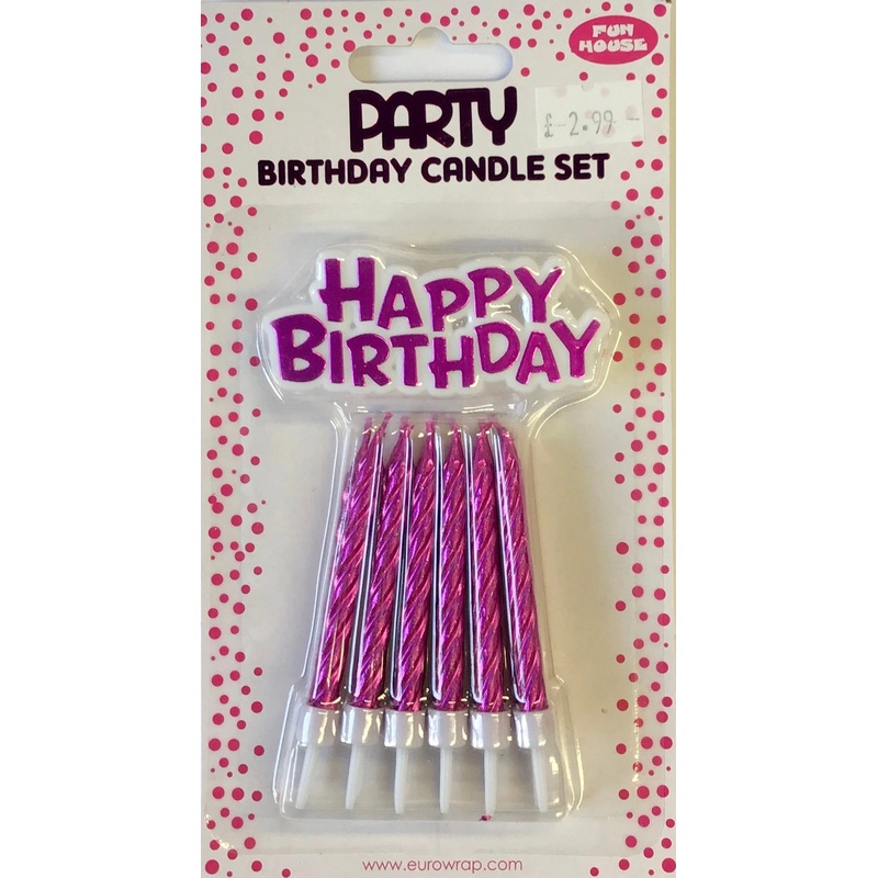 Candle & Cake Topper Set - Pink