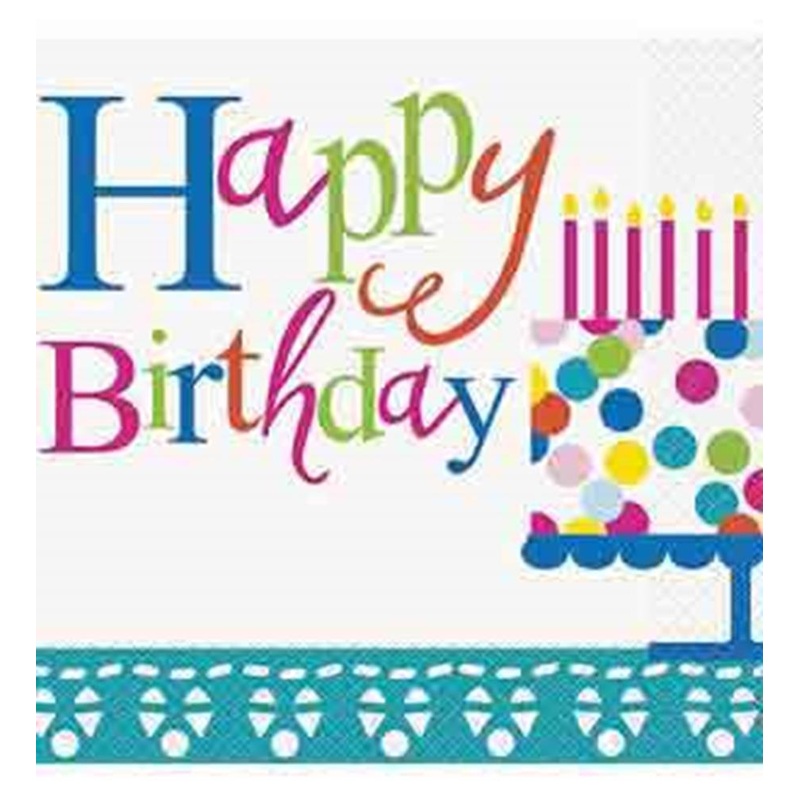 Confetti Cake Birthday Napkin (L) 16ct