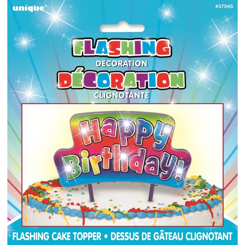Flashing Rainbow Birthday Cake Decor