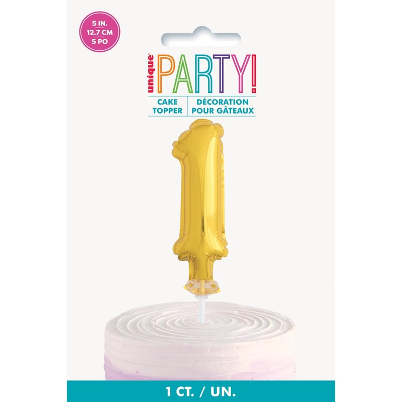 Gold Foil Number 1 Balloon 5 inch Cake Topper