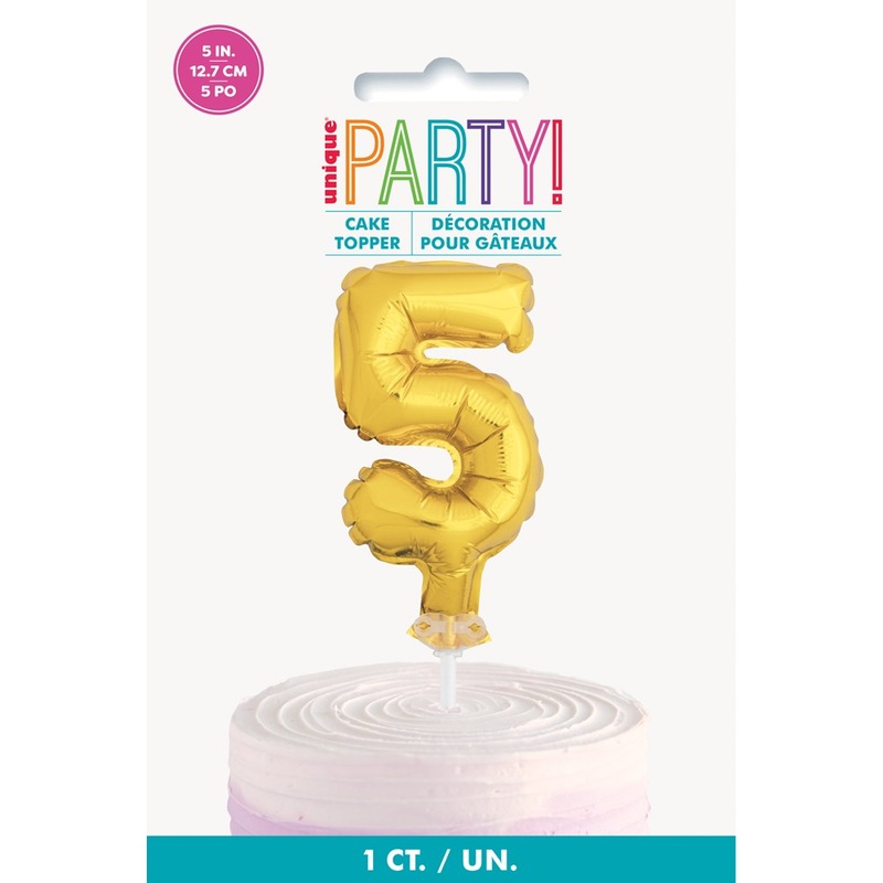 Gold Foil Number 5 Balloon 5 inch Cake Topper