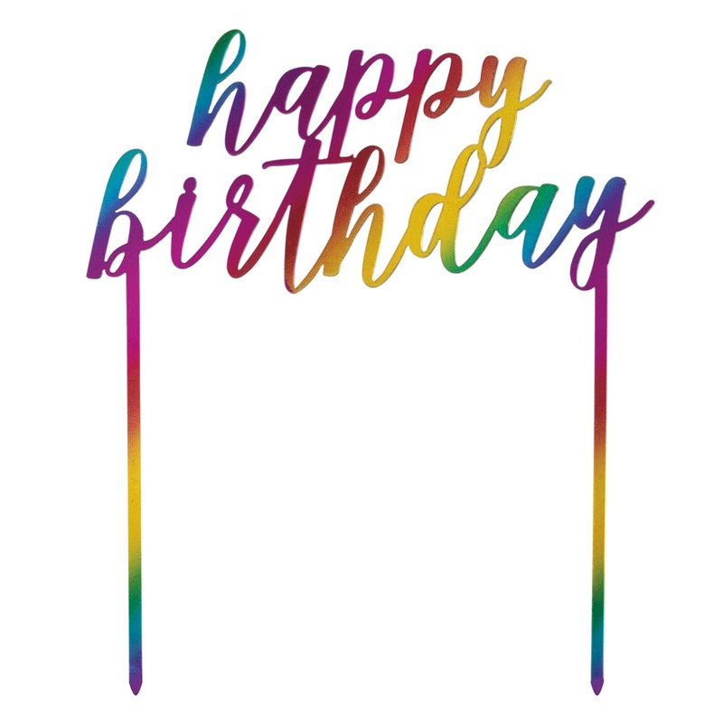 Plastic Metallic Rainbow Birthday Cake Topper