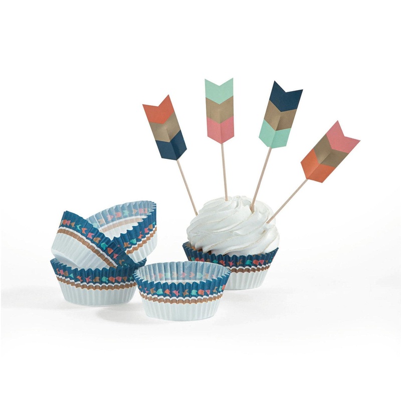 50 Tribal Cupcake Picks with Liners