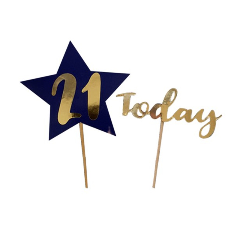 Any Age Navy & Gold Cake Topper