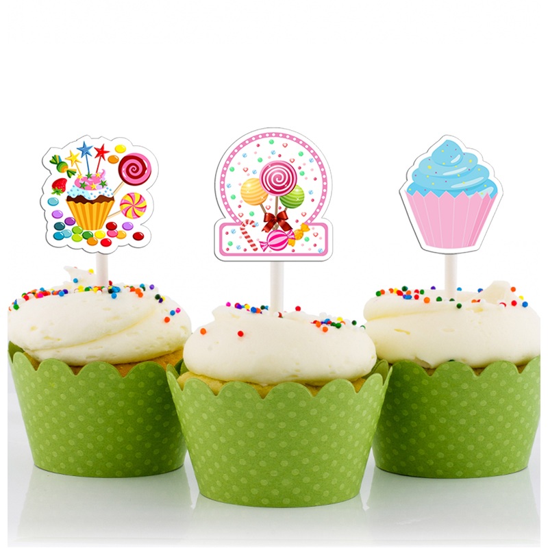 Candy Land Theme Birthday Party Cupcake Toppers for Decoration