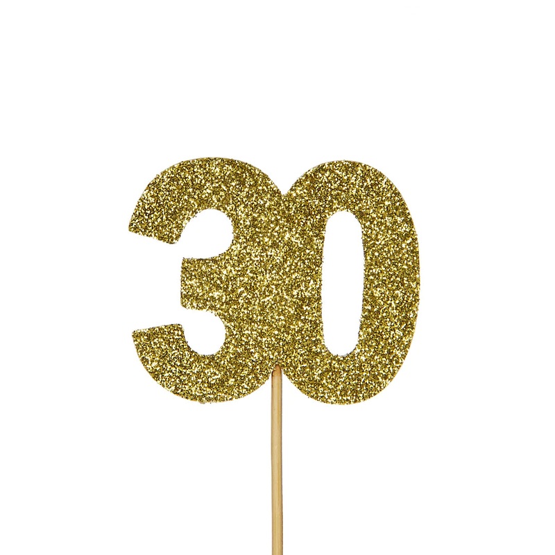 Glitter Cupcake Toppers Gold - 30