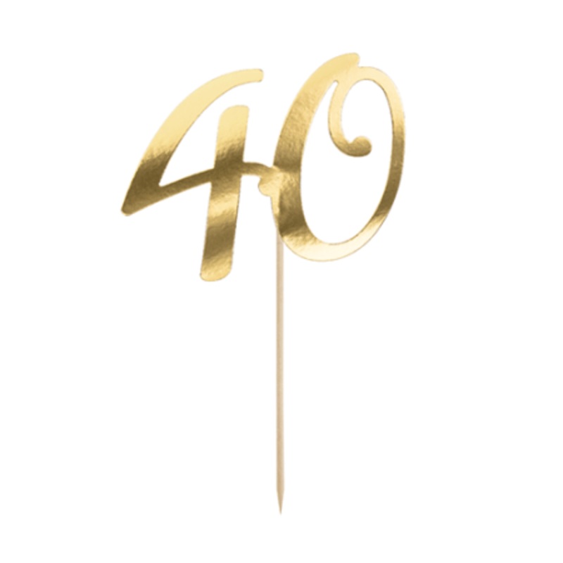 Gold Number 40 Cake Topper