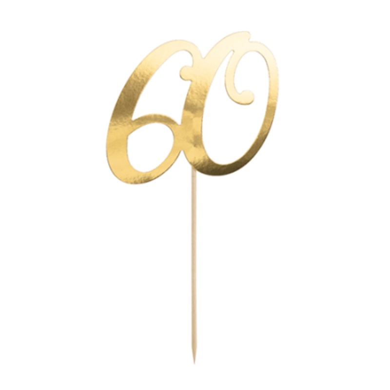Gold Number 60 Cake Topper