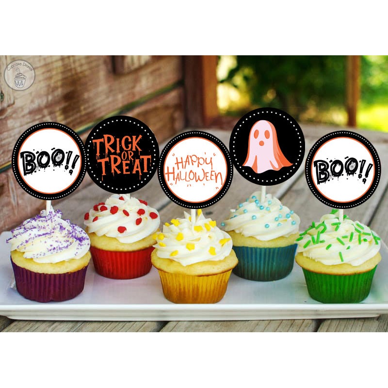 Halloween Party Cupcake Toppers for Decoration
