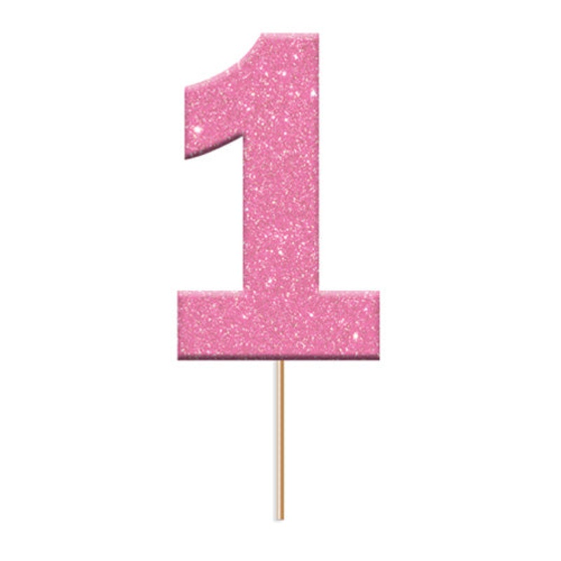 Number 1 Cupcake Topper (Pk12) Pink