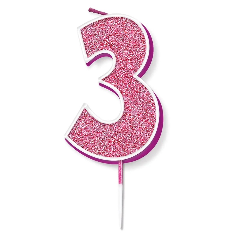 Pink No.3 Cake Candle