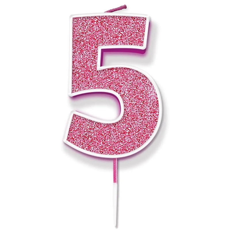 Pink No.5 Cake Candle