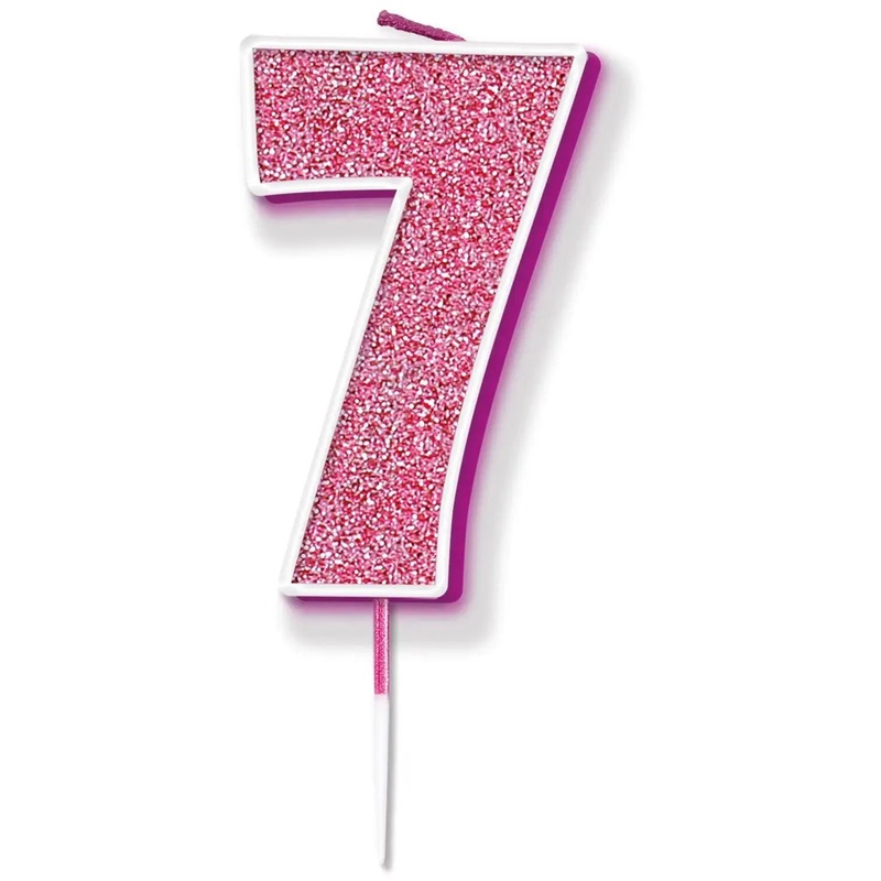 Pink No.7 Cake Candle