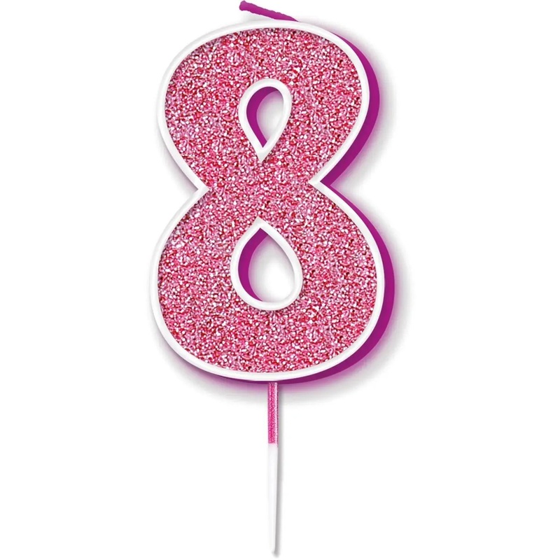 Pink No.8 Cake Candle