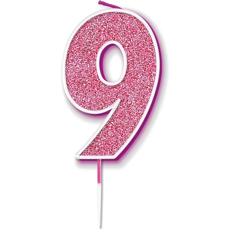 Pink No.9 Cake Candle