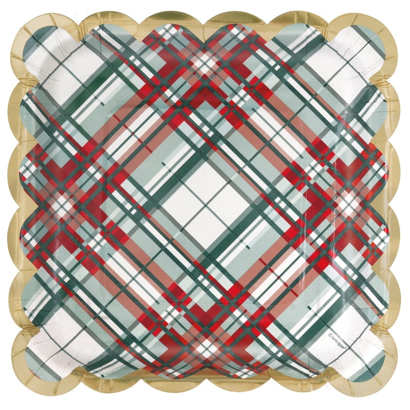 Plaid Holiday Cake Plates