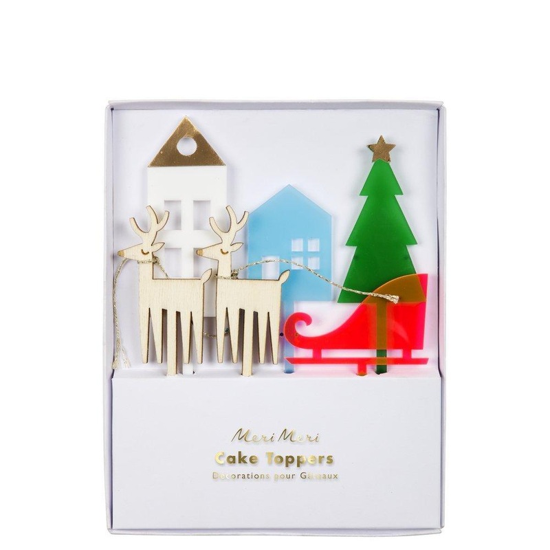 Sleigh Scene  Acrylic Cake Toppers