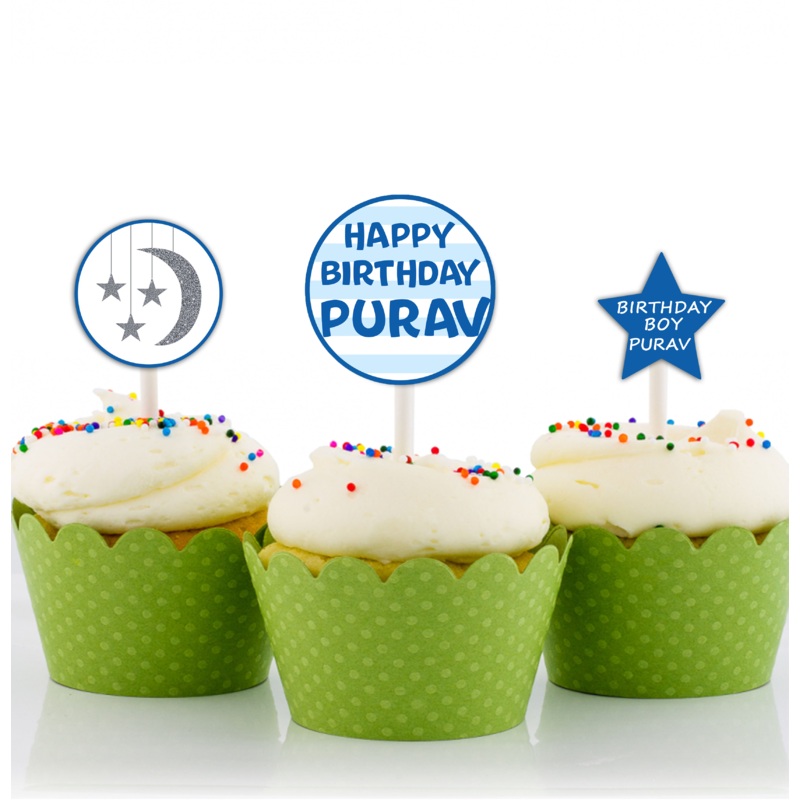 Twinkle Twinkle Little Star Theme Birthday Party Cupcake Toppers for Decoration
