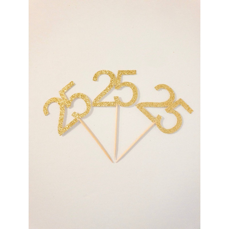 25 Birthday Annversary Cupcake Topper Party Pick