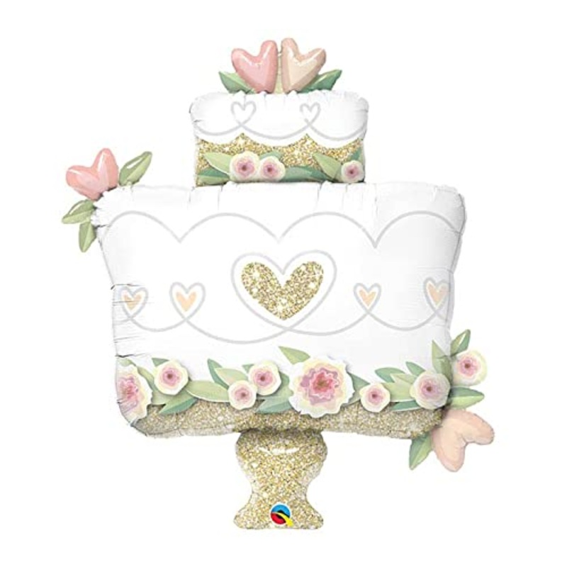 41 Inch Multicolor Glitter Gold Wedding Cake Foil Balloons