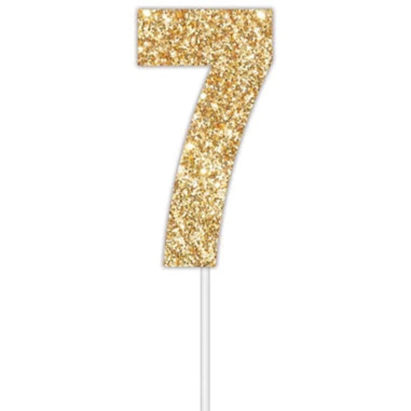 Cake Toper Num Gltr Gold 7