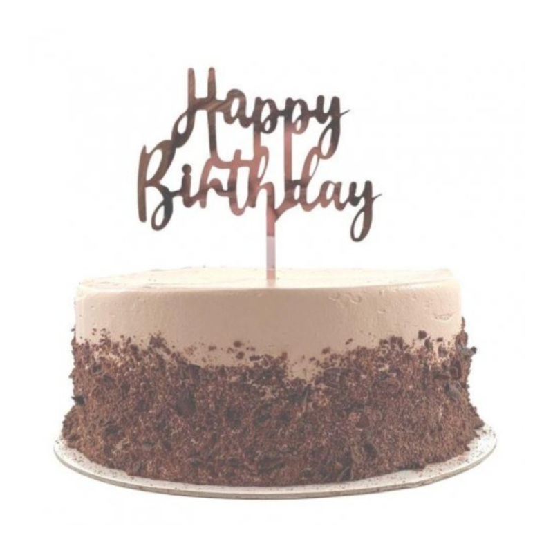 Cake Topper Acrylic Happy Birthday Rose Gold