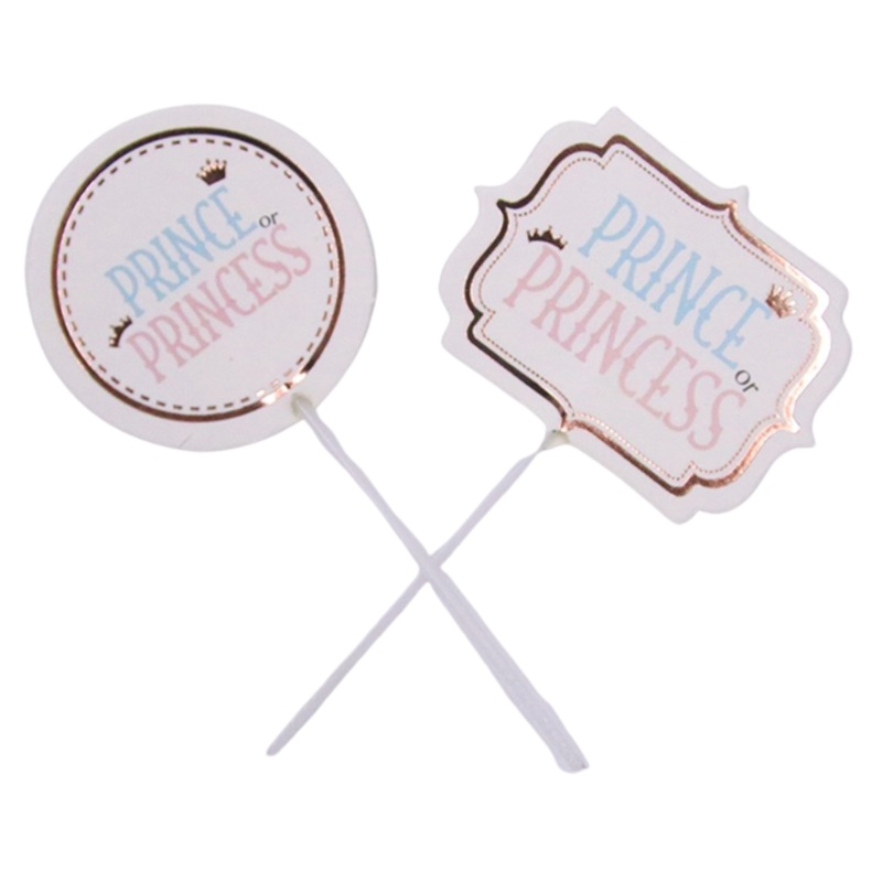 Gender Reveal Cup Cake Toppers 2 Asstd Pk Of 12