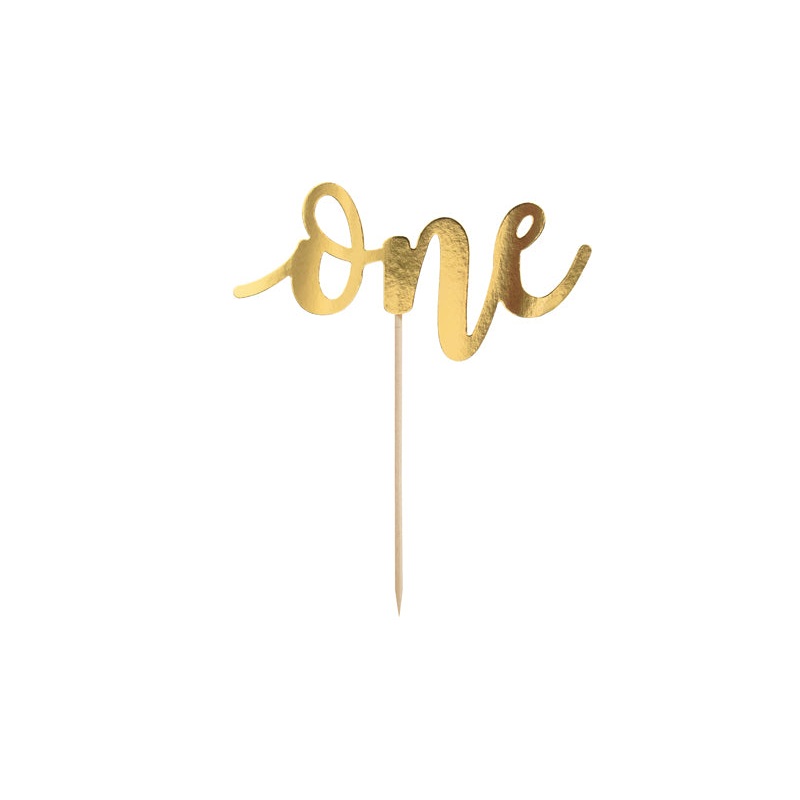 One Script Cake Topper Gold